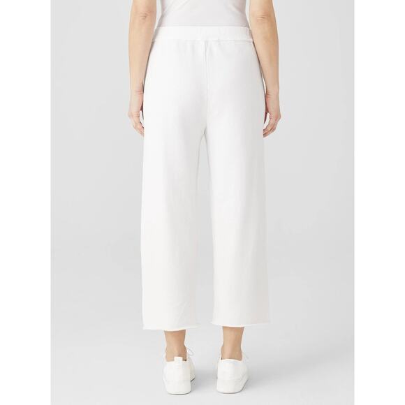 Eileen Fisher Lightweight Organic Cotton Terry Pant Easy Fit Crop Ankle White S - Picture 11 of 14